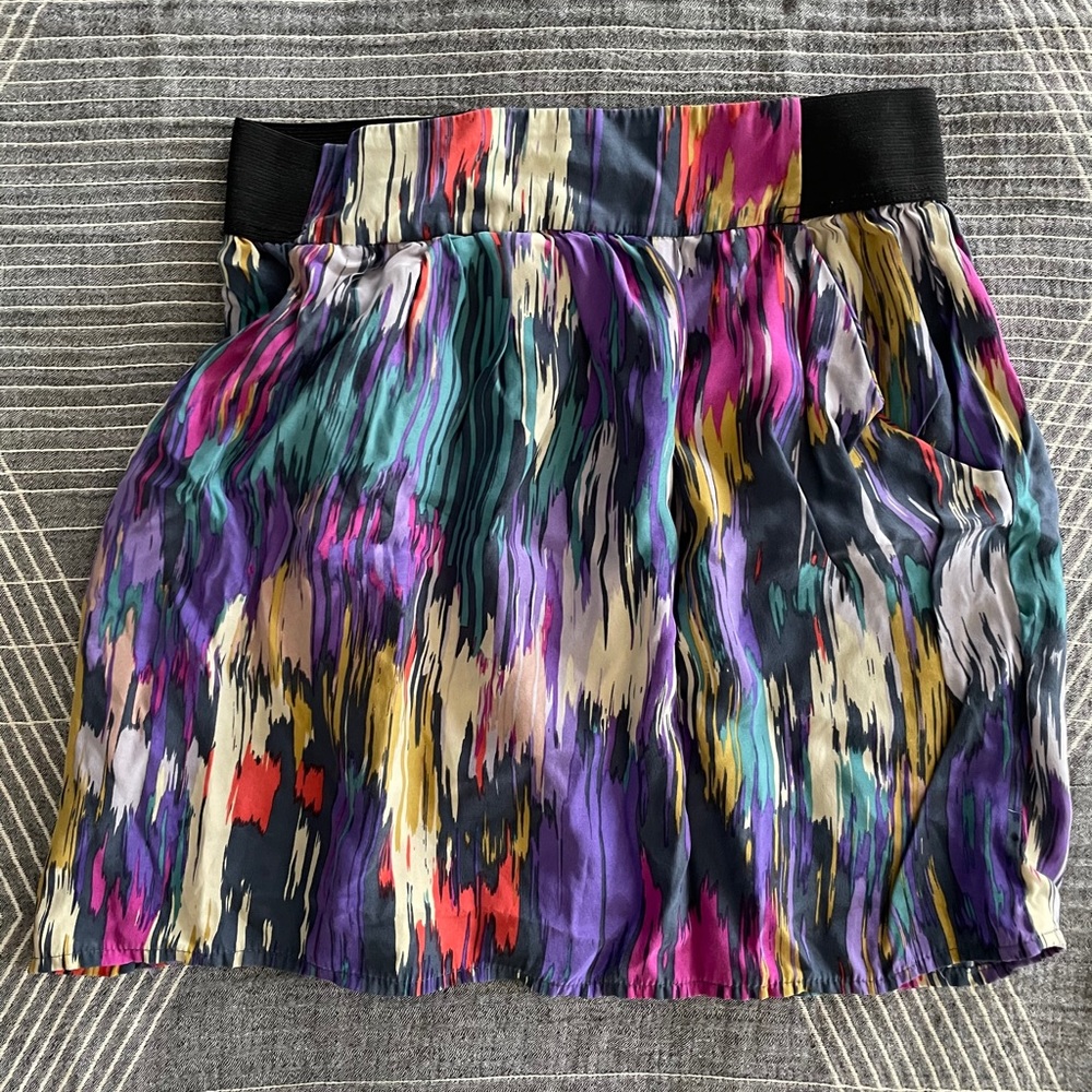 High waist silk mini skirt